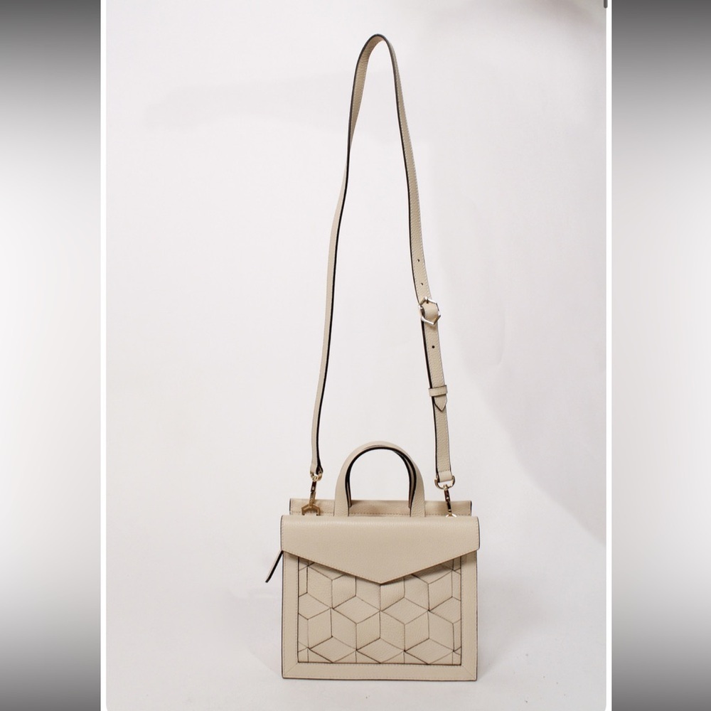 Welden Voyager Small Flap Satchel Cement Colored Pebbled Leather Crossbody Bag - Picture 2 of 13